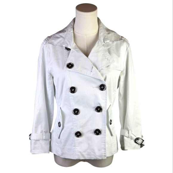 Anthropologie Luii White Double Breasted Trench Jacket Size Small - Picture 1 of 10